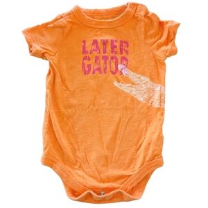 🍁2/$7🍁CHEROKEE Bright Orange Later Gator Short Sleeve Onesie